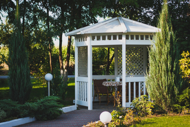 This image is of gazebo with private table.